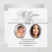 Silver Black and White Foto Quinceanera Einladung (Vorne/Hinten)