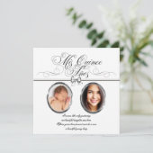 Silver Black and White Foto Quinceanera Einladung (Stehend Vorderseite)