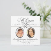 Silver Black and White Foto Quinceanera Einladung (Stehend Vorderseite)