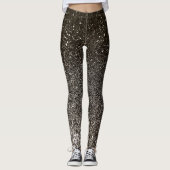 Silver Black and White Glitzer Ombre Glitzern Yoga Leggings (Vorderseite)