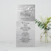 Silver Black and White Wedding Program Programm (Stehend Vorderseite)