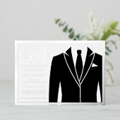 Silver & Black Anzug & Krawatte 40. Geburtstag Par Folieneinladung (Stehend vorne)