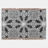 Silver + Black Arabesque Geometric Mandala Blanket Decke (Vorderseite)