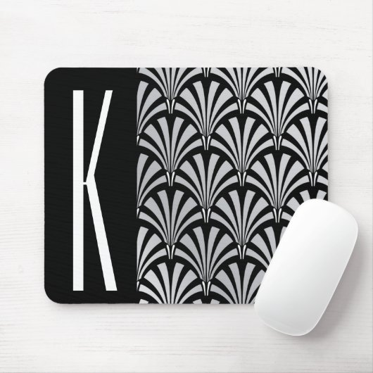 Silver & Black Art Deco Mousepad (Mit Mouse)