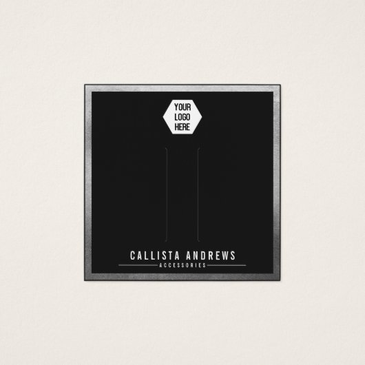 Silver Black Border Logo Hair Clips Display Card (Vorderseite)