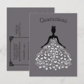 Silver Black Butterfly Gown Quinceanera Einladung (Vorne/Hinten)