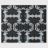 Silver Black Christmas Rentier Wrapping Paper Geschenkpapier (Flach)