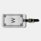 Silver Black Classic Art Decor Rahmen Monogramm Gepäckanhänger (Vorderseite horizontal)