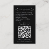 Silver Black Cleaning Service Maid QR Code Logo Visitenkarte (Rückseite)