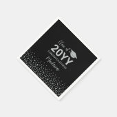 Silver & Black Confetti Class Graduation Party Nic Serviette (Ecke)