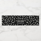 Silver Black Confetti Class of 2020 Abschluss Wasserflaschenetikett (Einzelnes Label)