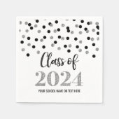 Silver Black Confetti Class of 2024 Napkins Serviette (Vorderseite)