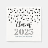 Silver Black Confetti Class of 2025 Napkins Serviette (Vorderseite)