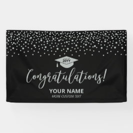 Silver & Black Confetti Gratulation Abschluss Banner