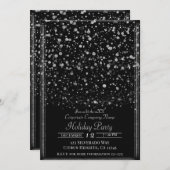 Silver & Black Confetti Spritzer Holiday Party Einladung (Vorne/Hinten)