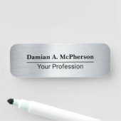 Silver & Black Custom Name Tag Design Namensschild (Beispiel)