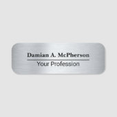 Silver & Black Custom Name Tag Design Namensschild (Vorderseite)