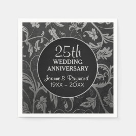 Silver Black Damask 25 Jahre Serviette