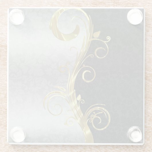 Silver & Black Damask Glasuntersetzer (Rückseite)