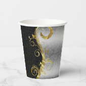 Silver & Black Damask Pappbecher (Vorderseite)