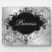 Silver Black Damask Princess Fotoplatte (Vorderseite)