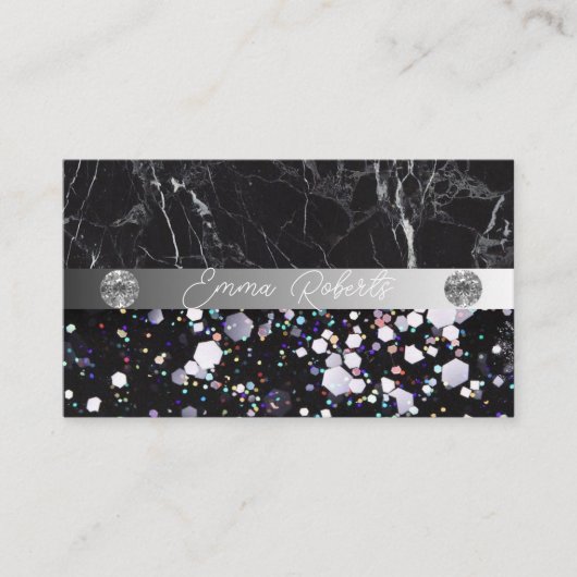 Silver Black Diamond Coach Business Card Visitenkarte (Vorderseite)