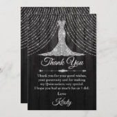 Silver Black Diamond Dress Quinceañera Dankeskarte (Vorne/Hinten)