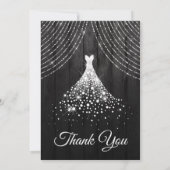 Silver & Black Diamond Dress Sweet 16 Dankeskarte (Rückseite)