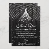Silver & Black Diamond Dress Sweet 16 Dankeskarte (Vorne/Hinten)