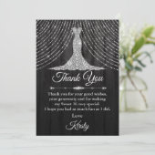 Silver Black Diamond Dress Sweet 16 Dankeskarte (Stehend Vorderseite)