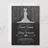 Silver Black Diamond Dress Sweet 16 Einladung (Vorderseite)