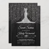 Silver Black Diamond Dress Sweet 16 Einladung (Vorne/Hinten)