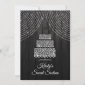 Silver Black Diamond Geburtstagskuchen Sweet 16 Einladung (Rückseite)