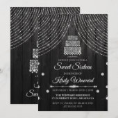 Silver Black Diamond Geburtstagskuchen Sweet 16 Einladung (Vorne/Hinten)