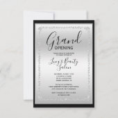 Silver & Black Diamond Gerahmt Grand Opening Einladung (Vorderseite)