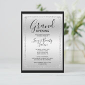 Silver & Black Diamond Gerahmt Grand Opening Einladung (Stehend Vorderseite)