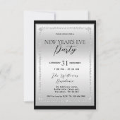 Silver & Black Diamond Gerahmt Neujahr Einladung (Vorderseite)