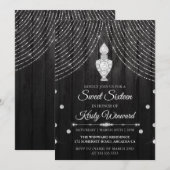 Silver Black Diamond Parfüm Flasche Sweet 16 Einladung (Vorne/Hinten)