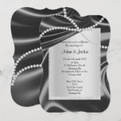 Silver Black Diamond Strang elegante Hochzeitskuns Einladung (Vorne/Hinten)