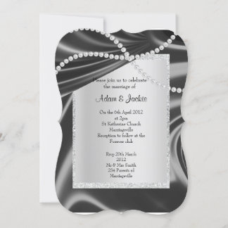 Silver Black Diamond Strang elegante Hochzeitskuns Einladung