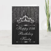 Silver Black Diamond Tiara Birthday Karte (Vorderseite)