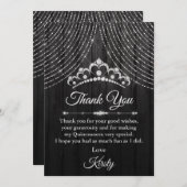 Silver Black Diamond Tiara Quinceanera Dankeskarte (Vorne/Hinten)