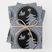 Silver Black Dove Weihnachtsbaum Geschenkpapier Set (Beispiel)