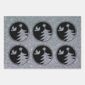 Silver Black Dove Weihnachtsbaum Geschenkpapier Set (Vorderseite)