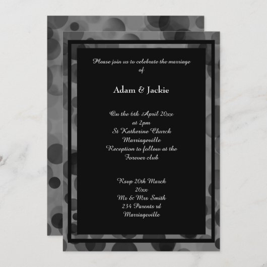 SILVER BLACK EELEGANT BOKEH DESIGN LAYER WEDD EINLADUNG (Vorne/Hinten)