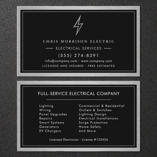 Silver & Black Electrical Services Electrician Visitenkarte