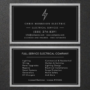 Silver & Black Electrical Services Elektriker Visitenkarte