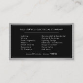 Silver & Black Electrical Services Elektriker Visitenkarte (Rückseite)