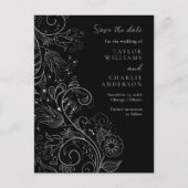 Silver Black Elegant Blues Hochzeit speichern das  Postkarte (Vorderseite)