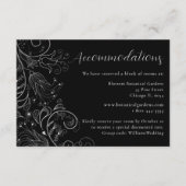 Silver Black Elegant Floral Hochzeitsunterkünfte Begleitkarte (Vorderseite)
